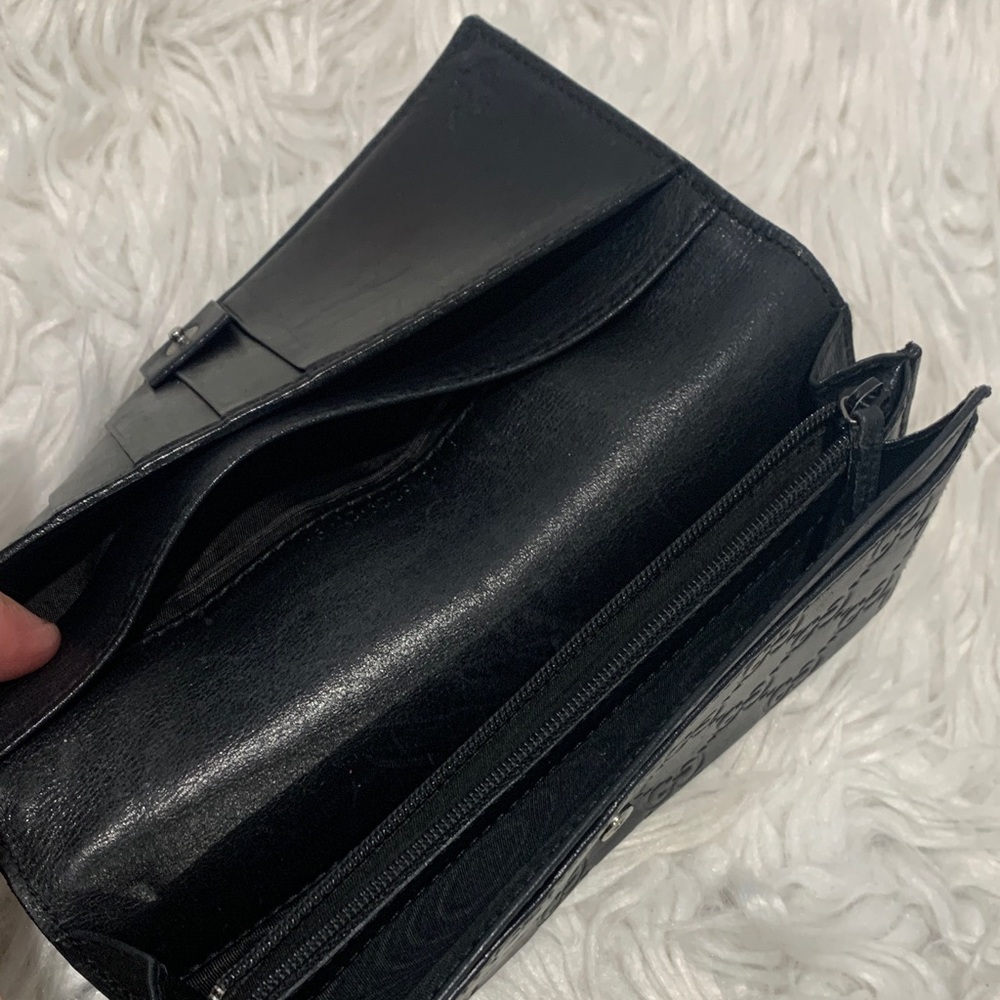 Gucci GG Signature Monogram Embossed Black Leather Long Flap Wallet - Picture 11 of 16